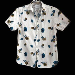 Cactus Man Cotton Summer Shirt Floral White and Green by Ricky Singh Size M